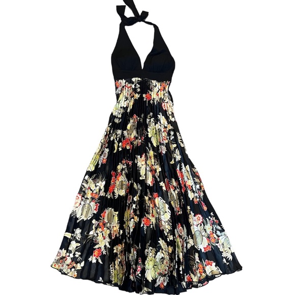 Betsy & Adam Dresses & Skirts - Betsy & Adam by Linda Bernell triangle halter top pleated maxi dress Asi…